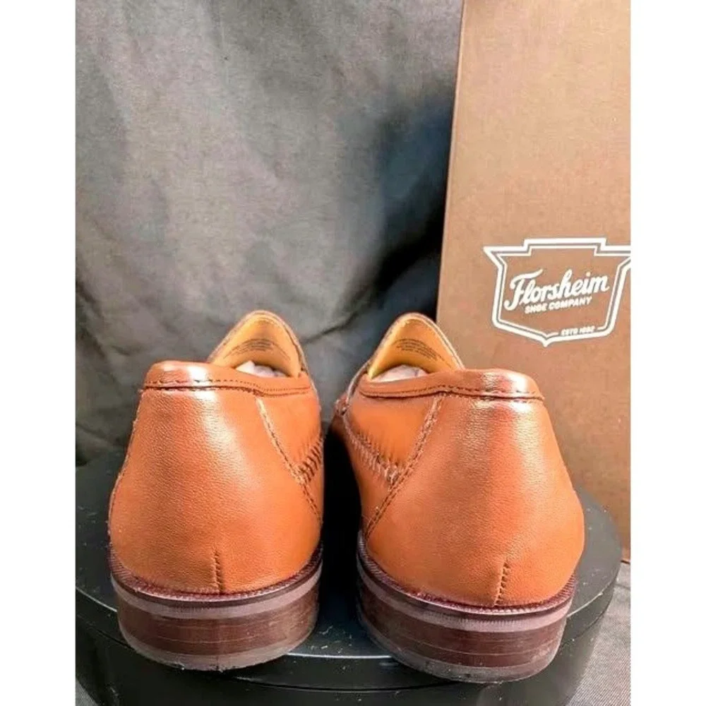 NIB~Florsheim Pisa 18469 Cognac Leather Croc Print Tassel Loafers~Men's Size 8 D